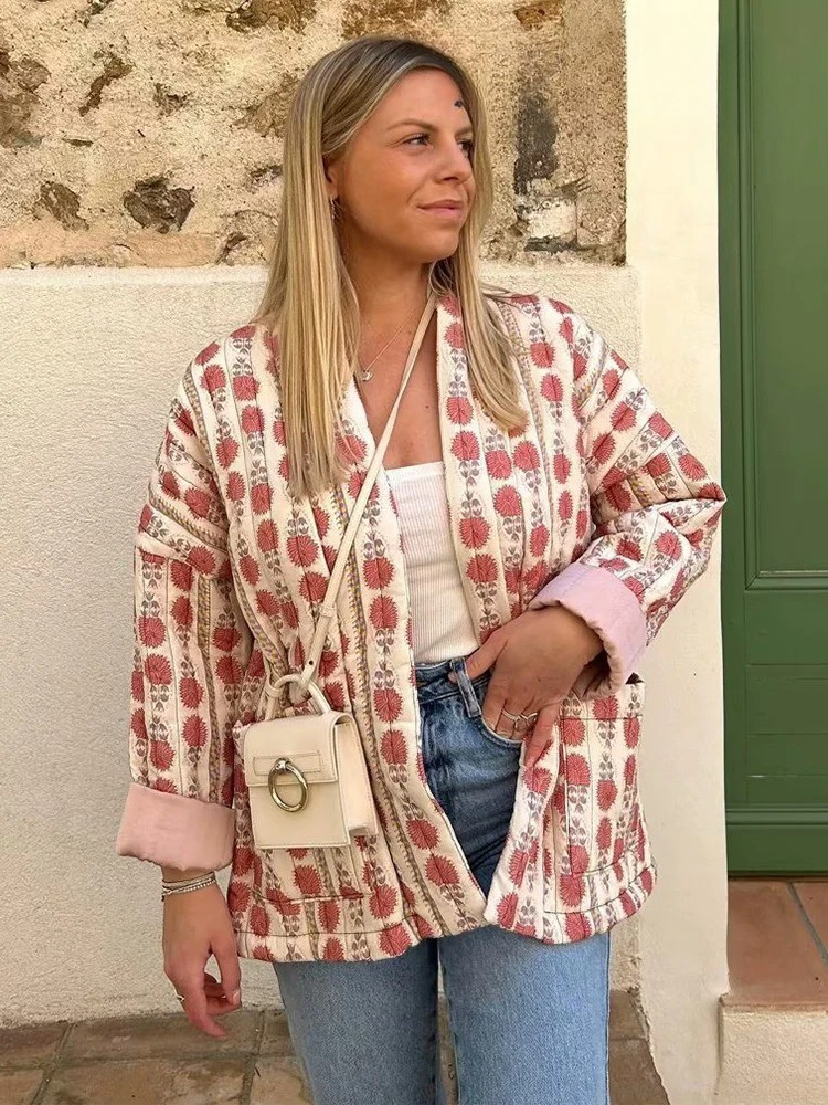 Giulia – Vintage Damejakke i Patchwork Bomuld