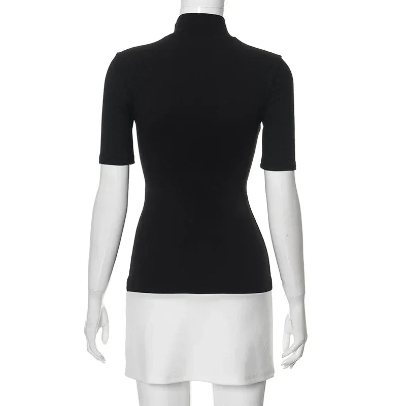 ElaraBianco Hvid Og Sort Minikjole Til Kvinder