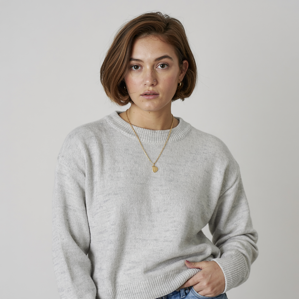 Elena – Blød Dame Striktrøje med Rund Hals