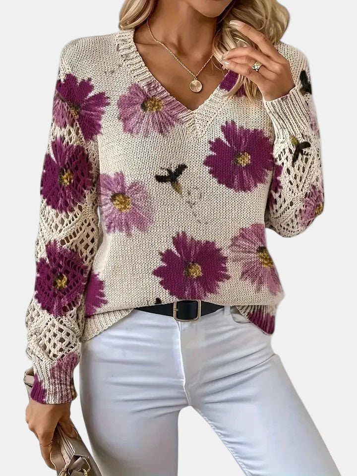 Agata – Elegant cardigan med blomsterprint til kvinder