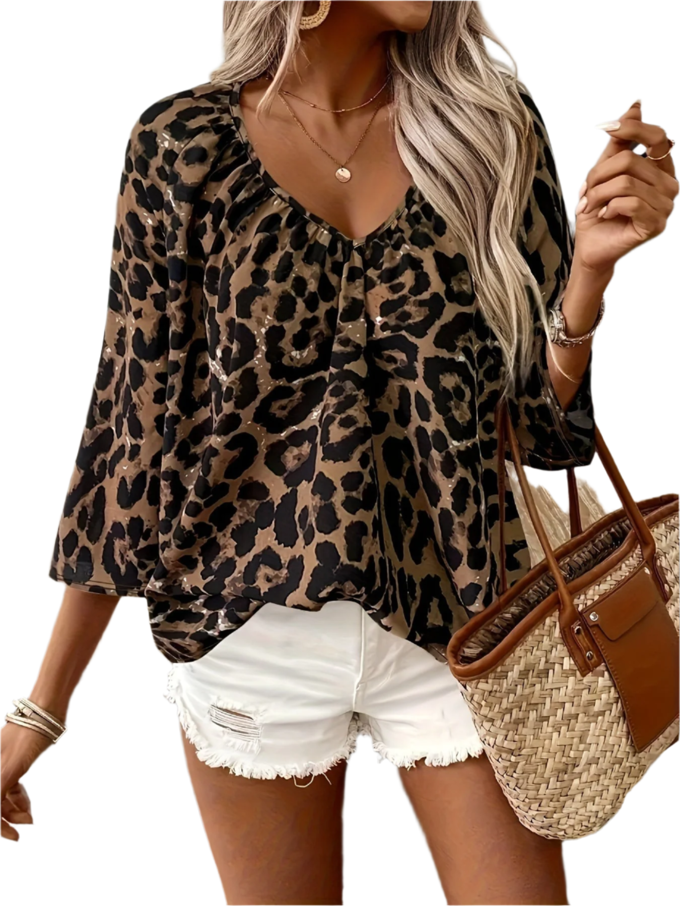 Camille – Oversize Damebluse med Leopardmønster i Strik