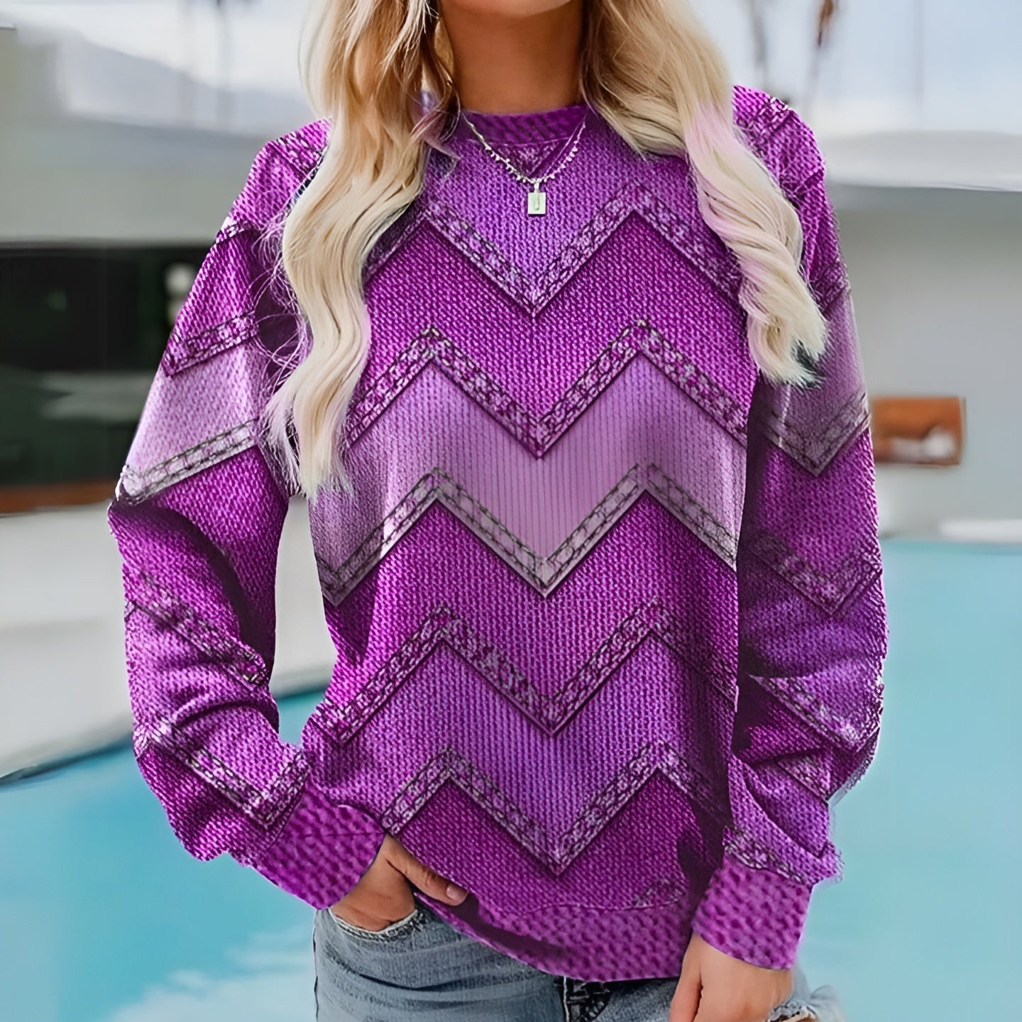 Paulien – Zigzag Denim Dame Vinterstrik