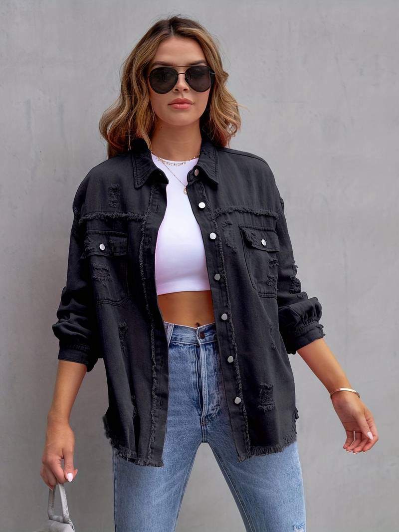 Olivia - Ripped Denim Jas