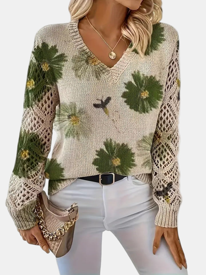 Agata – Elegant cardigan med blomsterprint til kvinder
