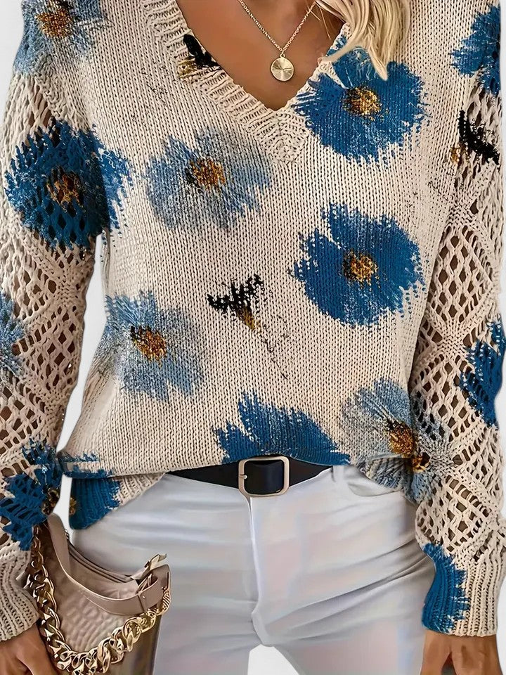 Agata – Elegant cardigan med blomsterprint til kvinder