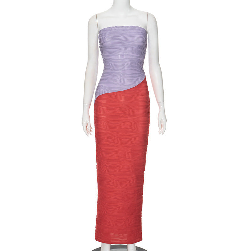 PaolaVitale Kontrastfarve Tube Top Kjole Til Kvinder