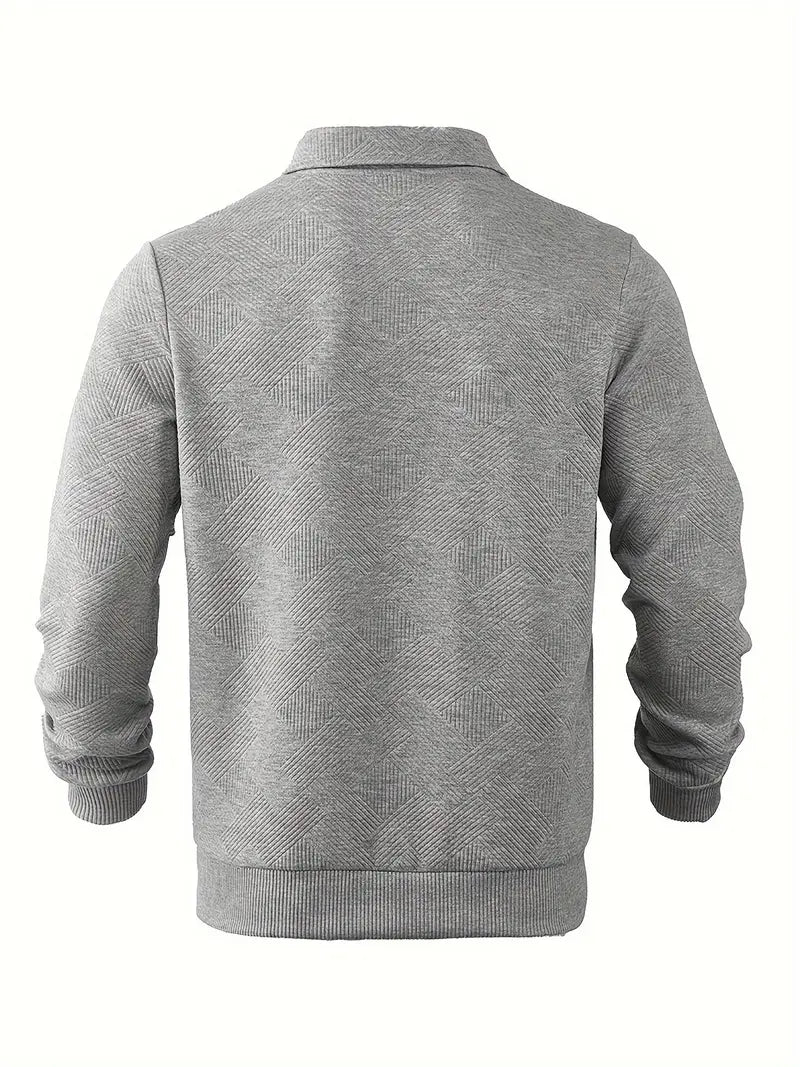 Alessio – Vintage Herre Zip-Up Pullover med Geometrisk Design