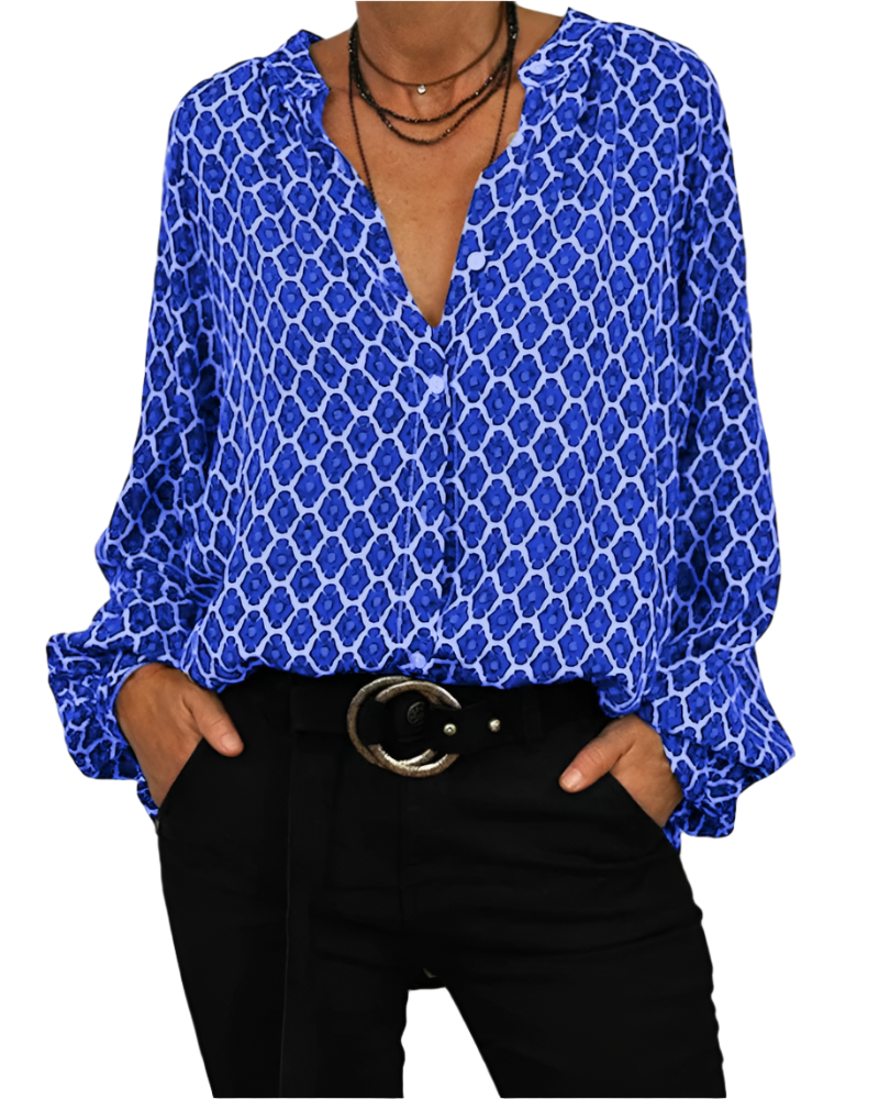 Isabella – Klassisk V-hals Bluse til Kvinder