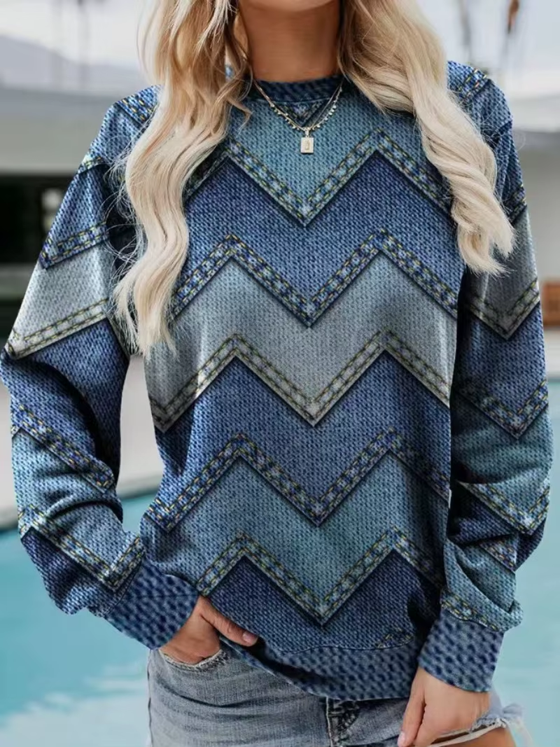 Paulien – Zigzag Denim Dame Vinterstrik