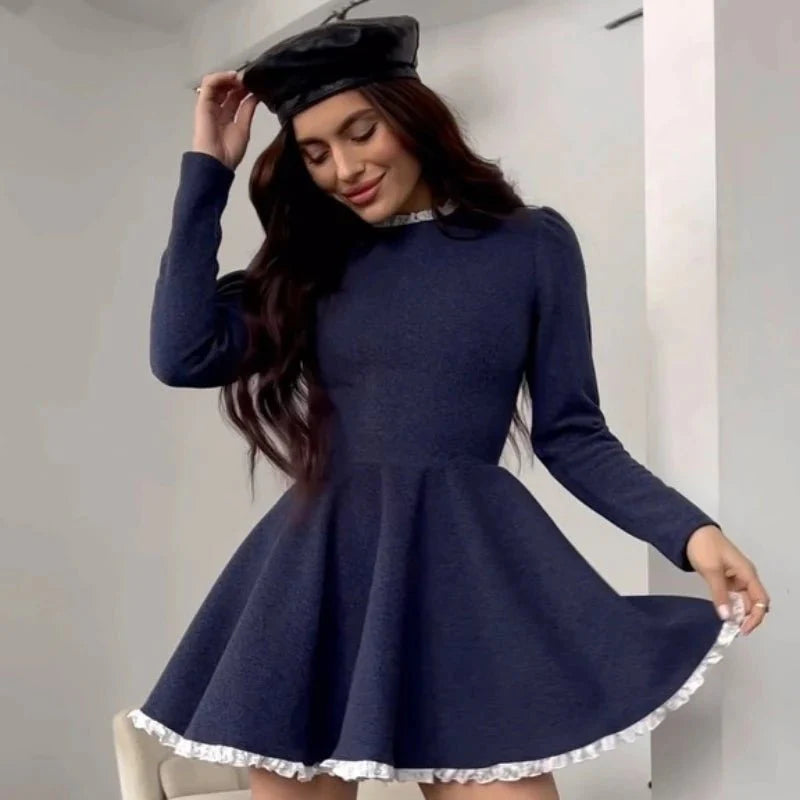 Serafina – Patchwork Blonder A-Line Mini Kjole til Kvinder