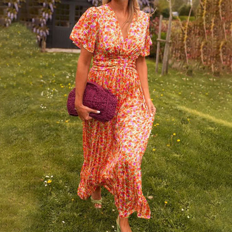 Chiara – V-hals Sommerkjole til Kvinder med Let og Løs Pasform