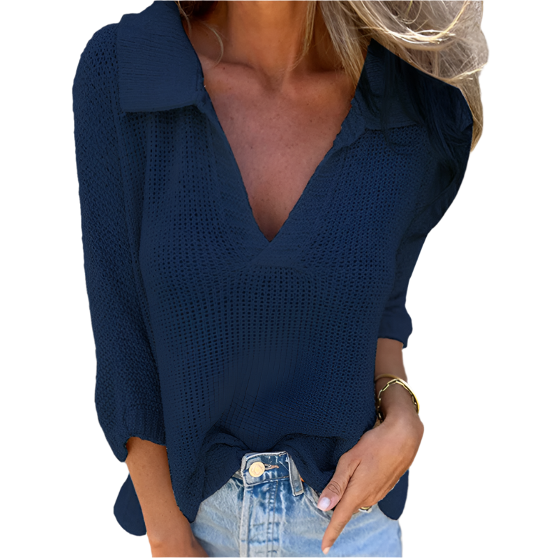 Camille – Let og Løstsiddende V-hals Top til Kvinder