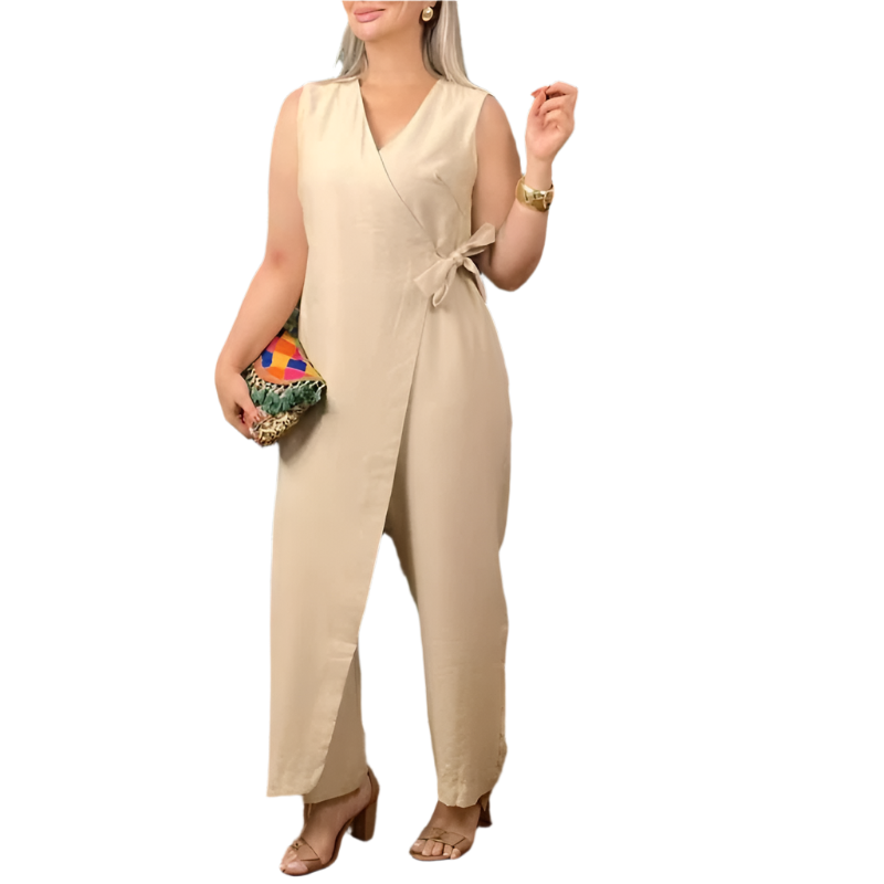 Elena – Afslappet Dame-Jumpsuit med Elegant V-Hals