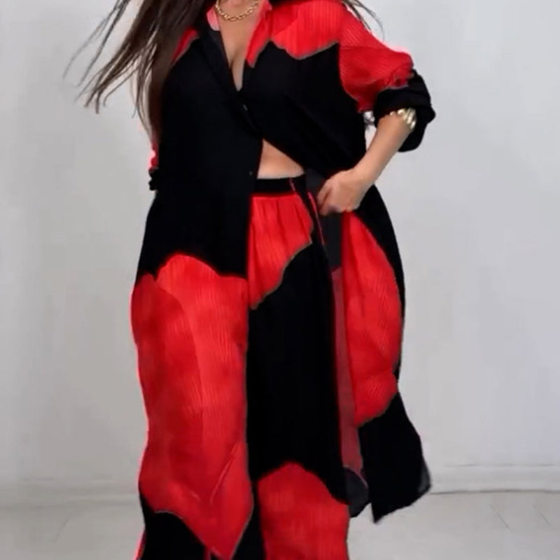 Isabella – Afslappet Dame Sæt med Skjorte og Snøre-Bukser