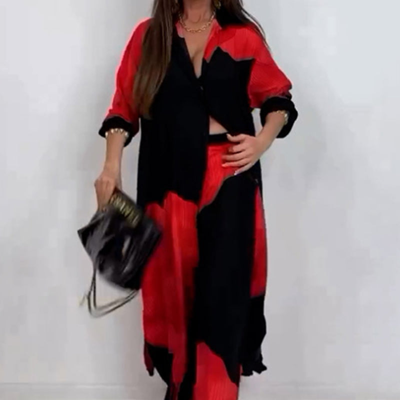 Isabella – Afslappet Dame Sæt med Skjorte og Snøre-Bukser