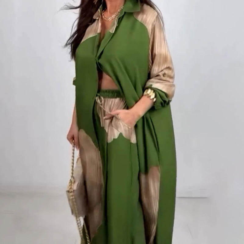 Isabella – Afslappet Dame Sæt med Skjorte og Snøre-Bukser