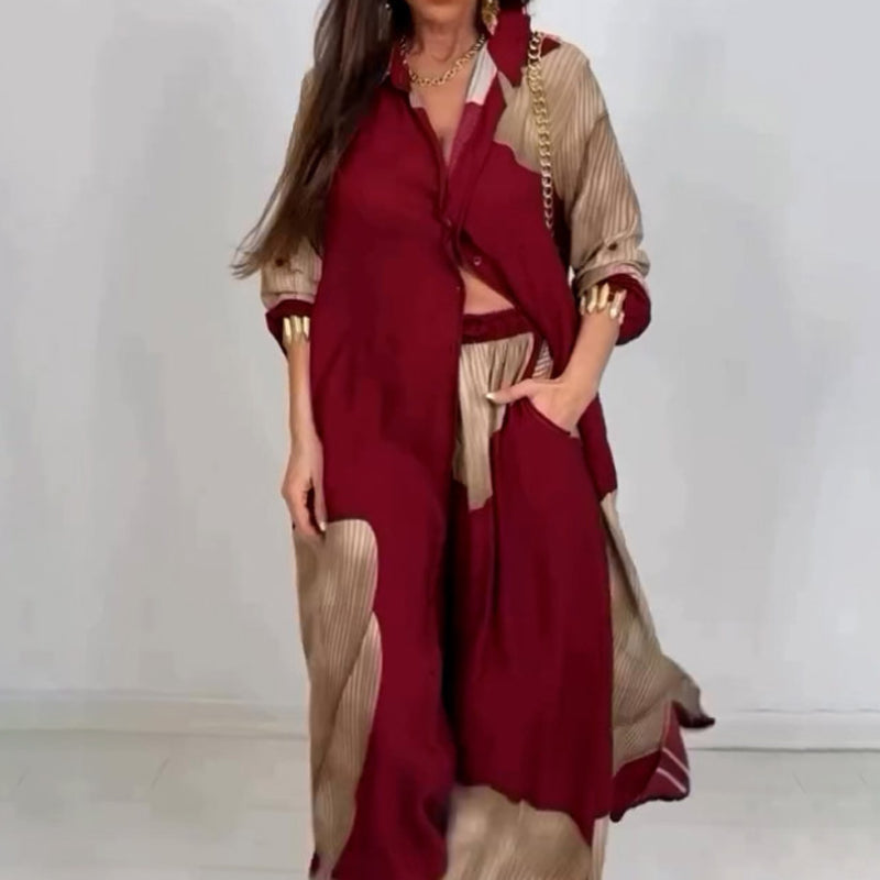 Isabella – Afslappet Dame Sæt med Skjorte og Snøre-Bukser