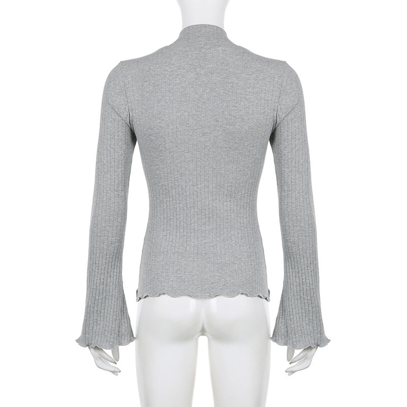 Elena – Slimfit Bluse med Blondekontrast til Kvinder